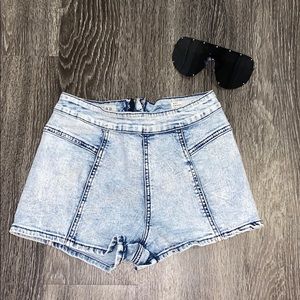 High waisted denim shorts